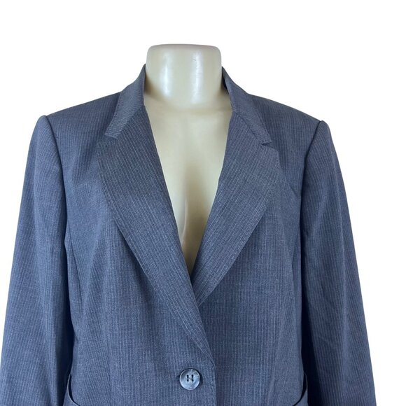 Luxe The Limited Womens Gray Wool Blazer Pinstripe 2-Button Suit Jacket Size 14 - Picture 4 of 9